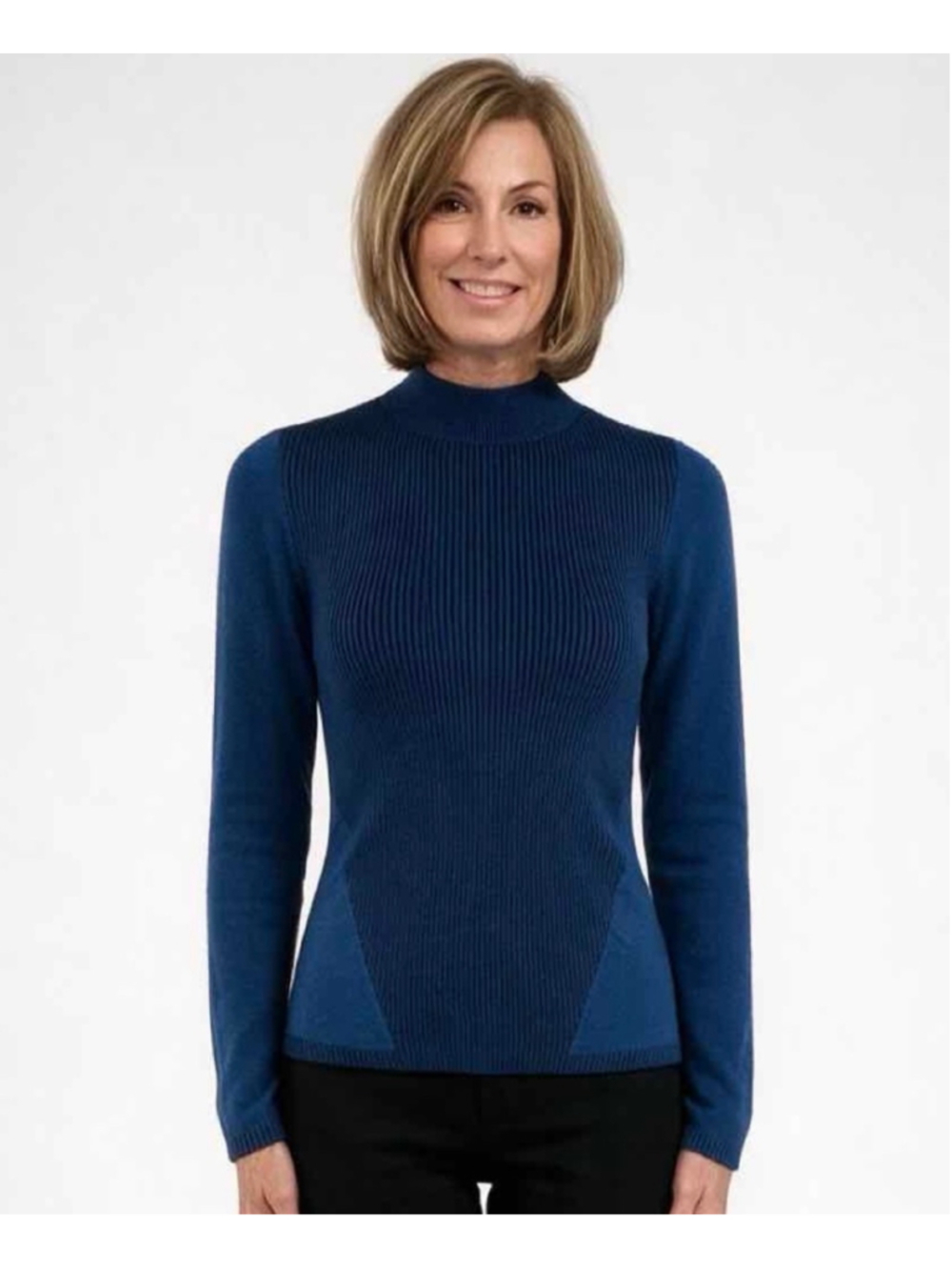 Victor Alfaro Collective Ribbed Mock Neck Sweater Blue Small